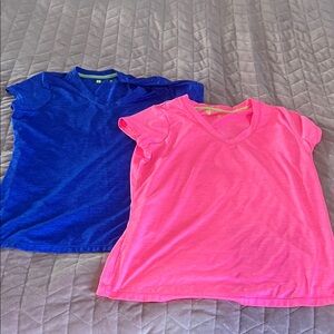 Xersion Women's Short Sleeve Tees - Blue and Pink